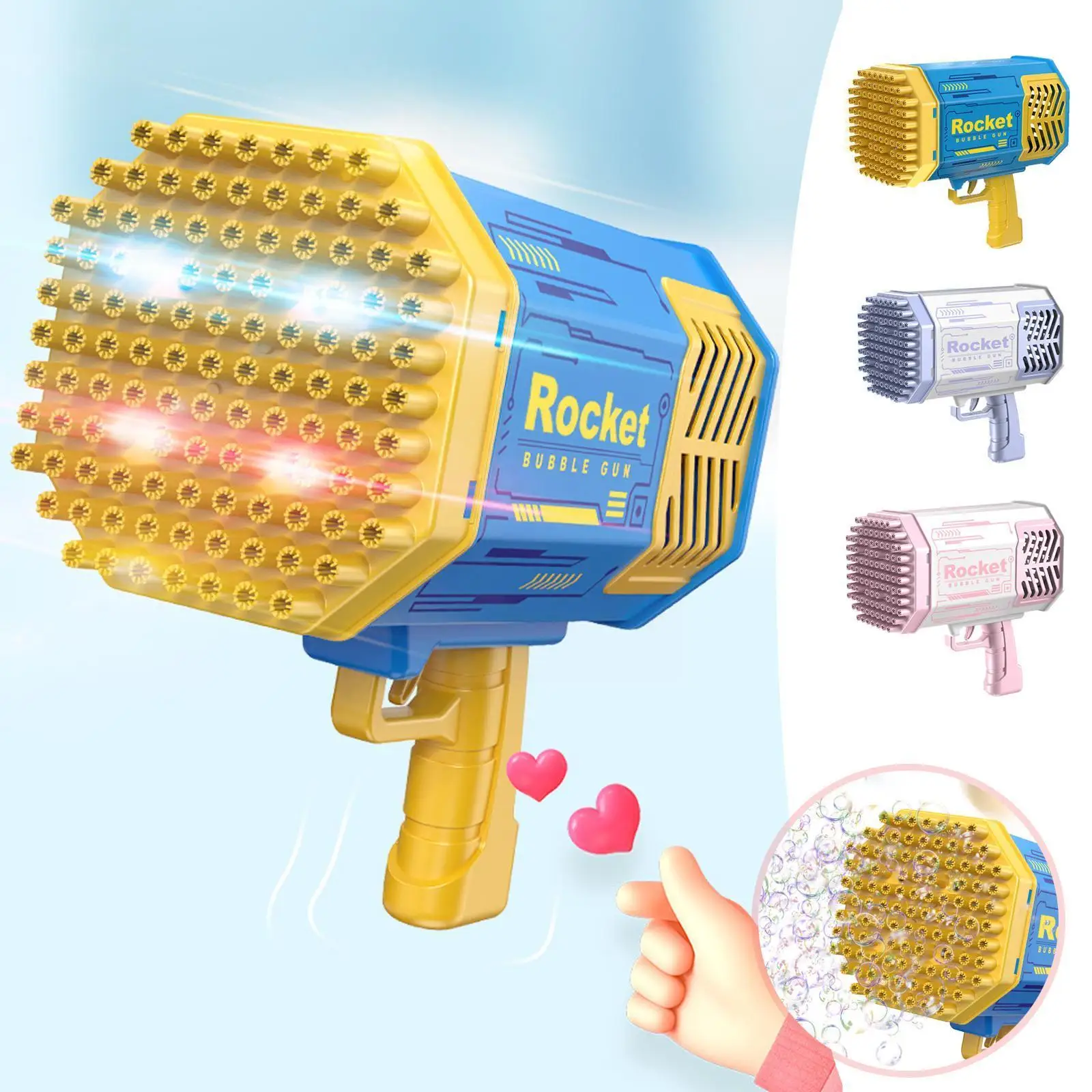 

Пулемет для мыльных пузырей Rocket с 109 отверстиями, пулемет для пусковой установки, автоматический вентилятор для мыла, игрушки для детей, под...