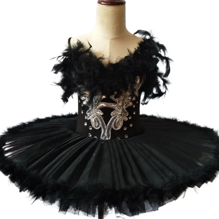 

White Black Ballet tutu Feather Swan Dress Child Girls Professional Ballet Ballerina Dress Kids Girls Dance Wear