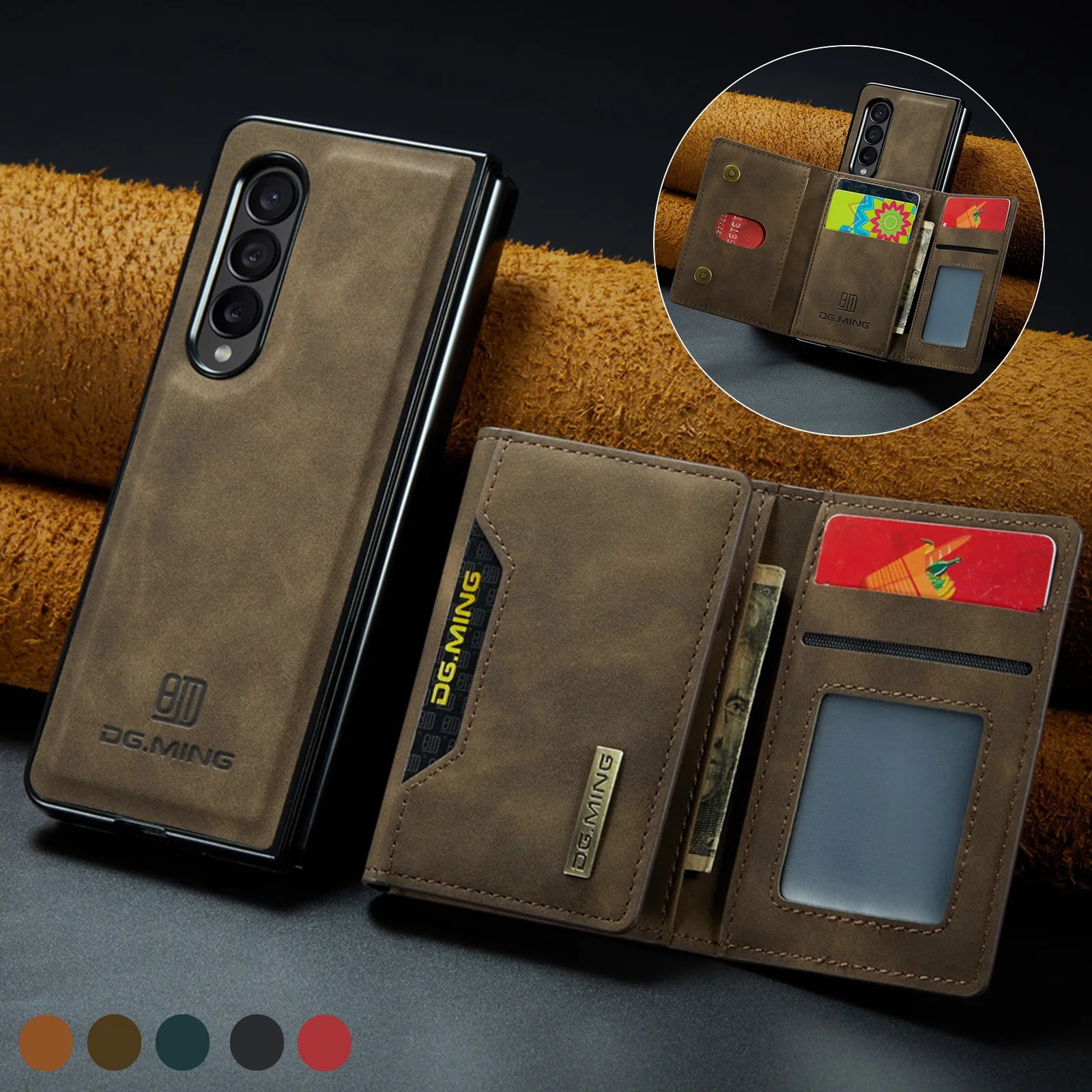 

Leather Wallet Case for Samsung Galaxy Z Fold4 fold5 Fold 5 4 Fold3 Fold 3 S20 FE S21 S22 Plus S23 Ultra A54 A34 A14 A53 A52S