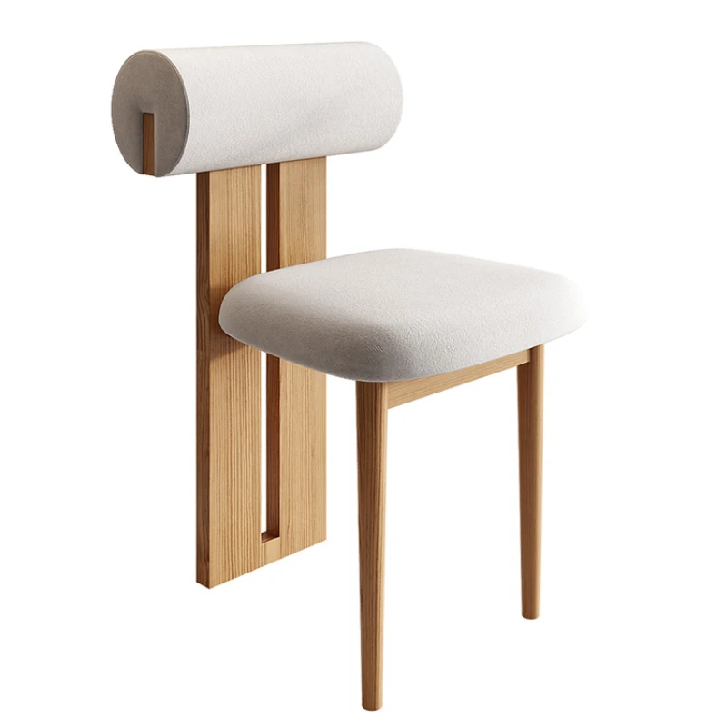 

Lambswool Solid Wood Dining Chair Nordic and Japanese Style Internet Celebrity Cosmetic Chair Creative Chair
