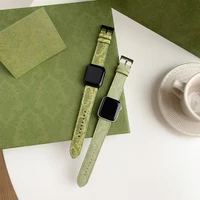 green watch bands for apple watch band 40mm 38mm 42mm 44mm for iwatch series 7 6 5 4 3 2 1 printed leather strap wrist bracelet