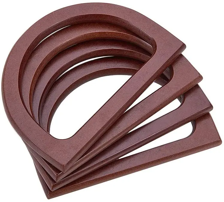 

NBEADS 4PCS Wooden Bag Handle Replacement D Shape Handbag Purse Handle for Handmade Beach Bag Handbags Straw Bag Purse Handles