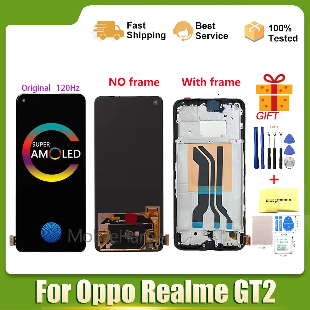 Фото 6,62-дюймовый OEM AMOLED-дисплей для OPPO Realme GT2 RMX3310 RMX3312 RMX3311 RMX3310, сенсорный экран, дигитайзер в сборе с рамкой №1