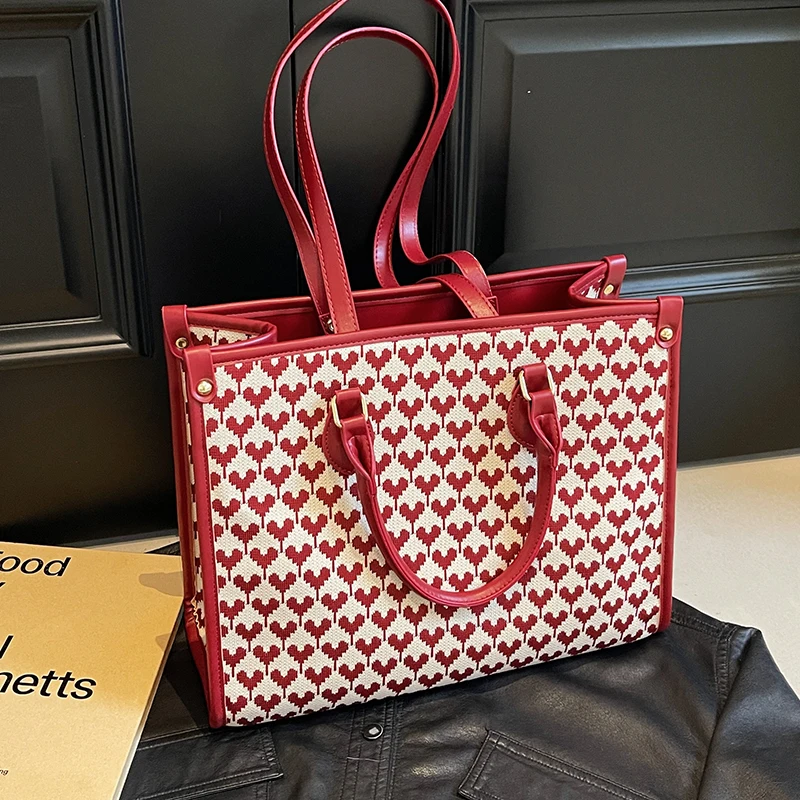 Красная романтичная Женская вместительная тканевая дорожная сумка модная