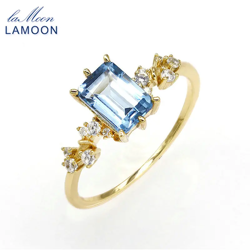 

GOLUCA Natural Topaz Rings For Women Gemstone 925 Sterling Silver Gold Plated INS Exquisite Thin Ring Fine Jewelry Gift RI061