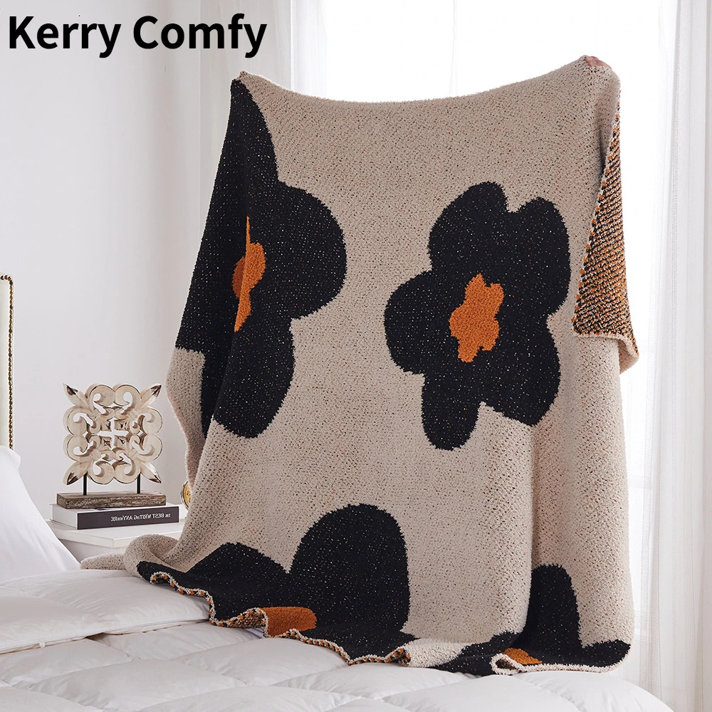 

Nordic Flower Sofa Blanket Cover Office Siesta Shawl Blanket Knitted Wool Blanket Leisure Air Conditioning Blankets Bed Throw