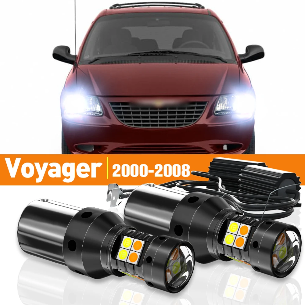 

2x LED Dual Mode Turn Signal+Daytime Running Light DRL For Chrysler Voyager 2000-2008 2002 2003 2004 2005 Accessories Canbus