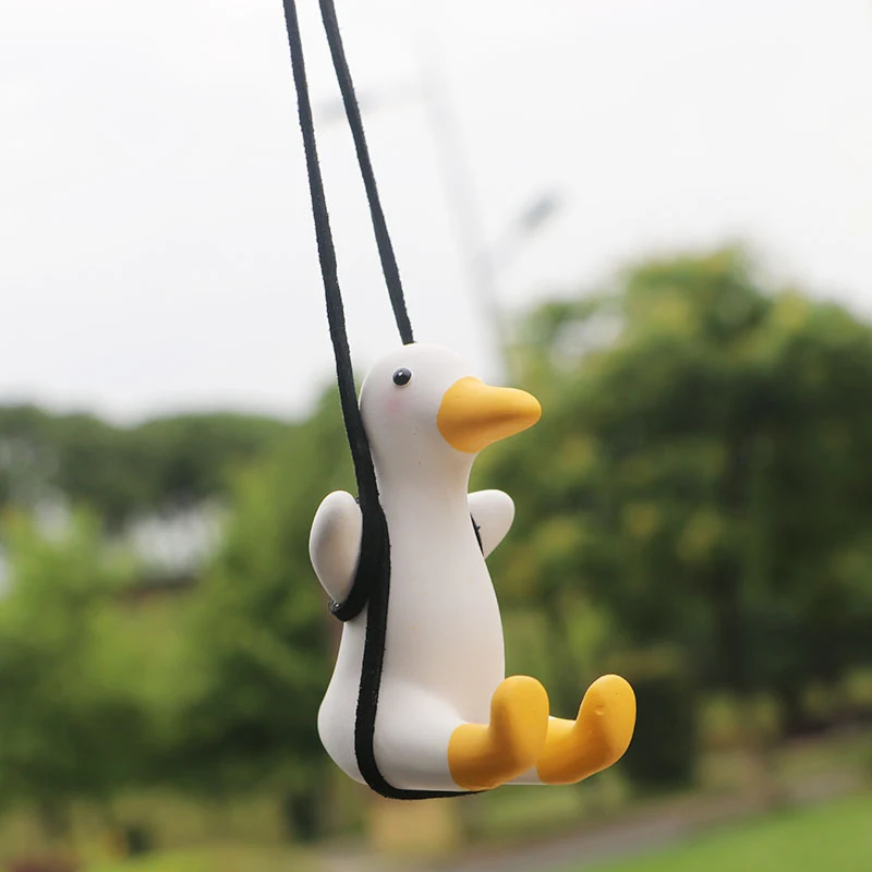 

Cute Anime Car Accessorie Swing Duck Pendant Auto Rearview Mirror Ornaments