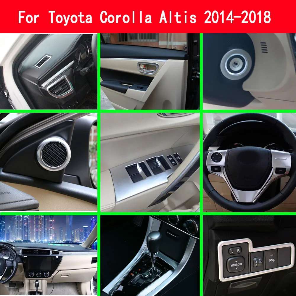

For Toyota Corolla Altis 2014 2015 2016-2018 ABS Plastic Car Door Inner Bowl Frame Sticker Shift Stall Paddle Panel Cover Trim