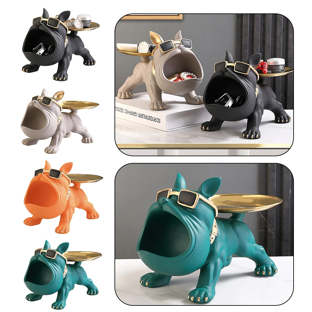 

Подставка для ключей в виде бульдога, фигурка, поделки для входа, украшение для стола из смолы, конфеты, мелочи, товары для дома для кабинета, кофейни