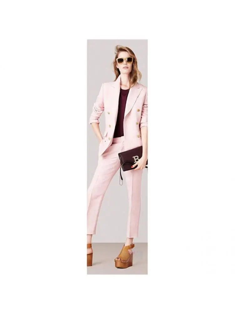

Fashion Pink Women Slim Fit Custom Made Suits Female Business Formal Work Wear Suits 2 Pieces Casual Suits Traje Mujer