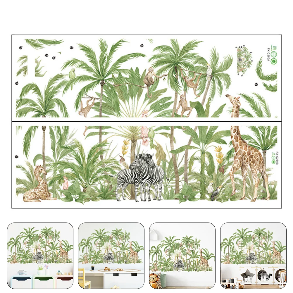 

2Sheets Creative Wall Decals Bedroom Background Green Leaves Wallpaper