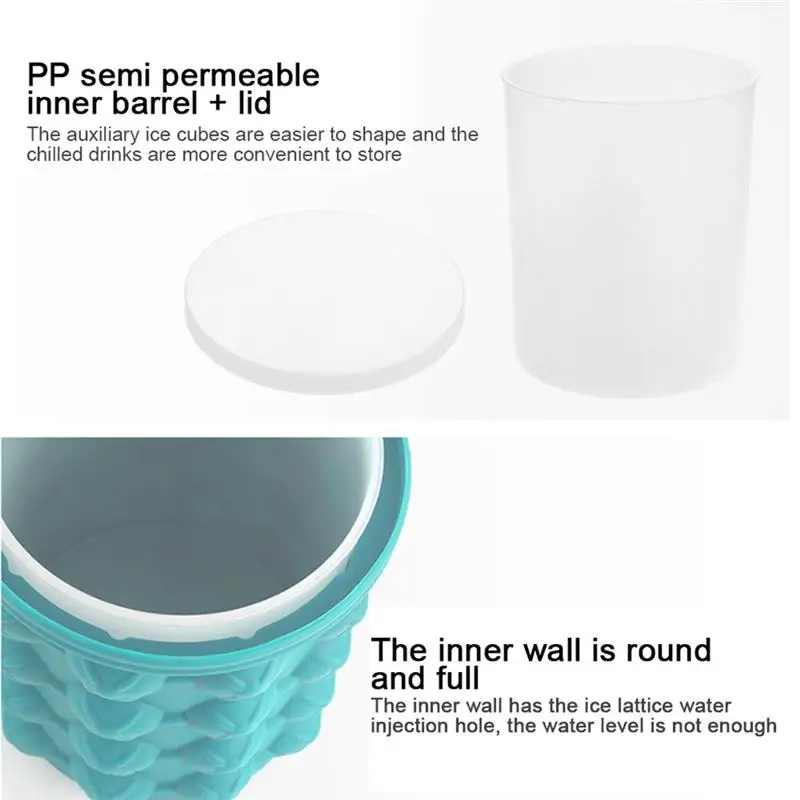 Silicone Ice Cube Maker Ice Cube Mold Tray Portable Bucket Wine Ice Cooler Beer Cabinet Kitchen Tools Drinking Whiskey Freeze