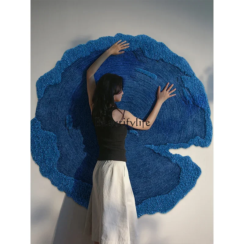 Ром бархат | Яркий синий современный элитный ковер для гостиной виллы от кутюр