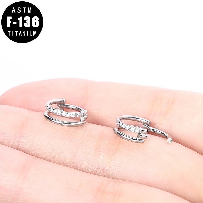 ASTM F136 титановое кольцо для пирсинга в носу циркониевое откидное сегментное