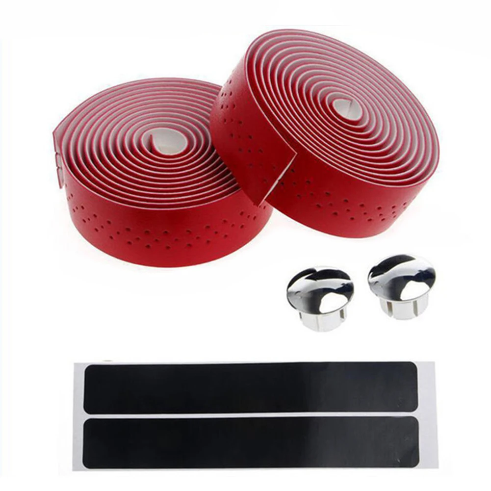 

2rolls Bicycle PU Leather Handlebar Textured Perforated Handlebar With Strips Of Finishing Glue 5 Colors Bicycle Accessories