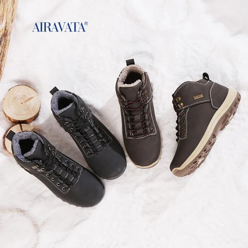 2022 Winter Warm Men Boots Genuine Leather Fur Plus Men Snow Boots Handmade Waterproof Working Ankle Boots High Top Men Shoes