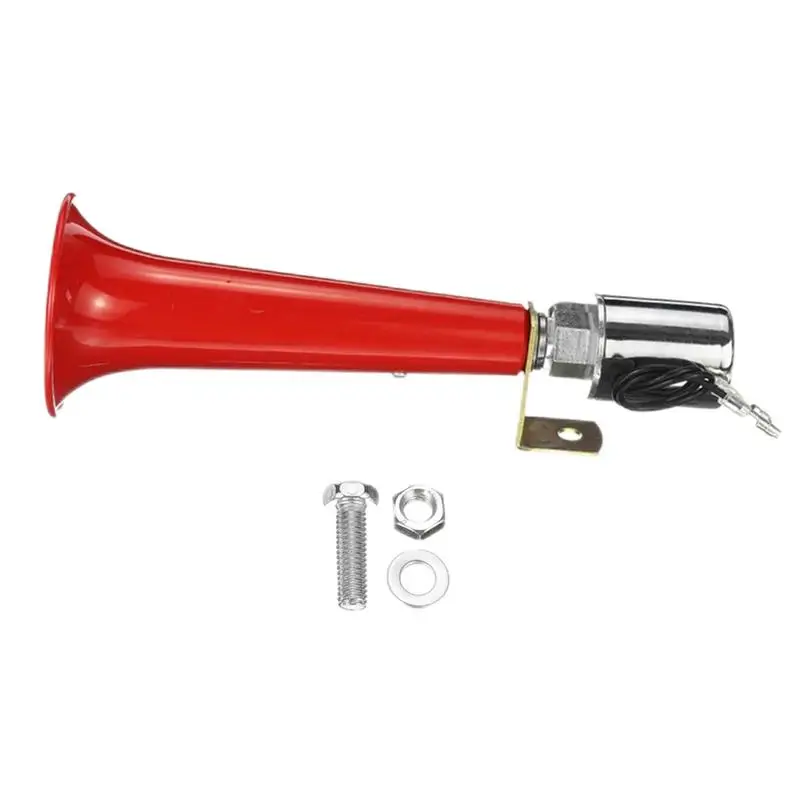

Air Horn Truck Air Horn Polished And Shiny Single Pipe Air Horn For Any 12V/24V Vehicles 180DB High Decibel Super Loud Red Car