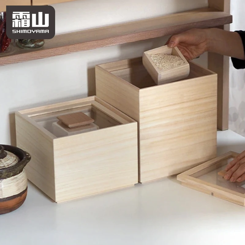 SHIMOYAMA большой контейнер для хранения риса деревянный еды с крышкой мерным