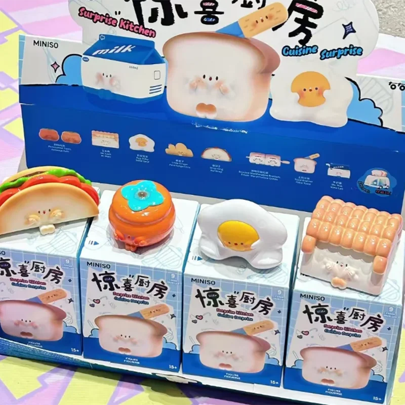 Фото MINISO удерживающий лицо сюрприз кухонная тематическая серия слепая коробка модель еды для гурманов тост украшения детские игрушки подарки на день рождения №3