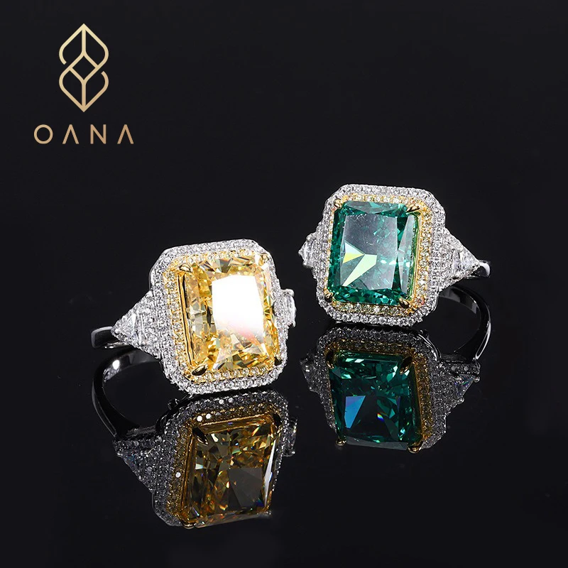 

OANA S925 Whole Body Silver Ladies Ring Colorful Treasure Style High Carbon Diamond Full Diamond Inlaid Jewelry Free Shipping