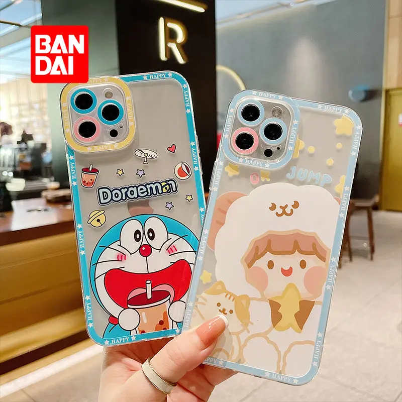 

Bandai Cartoon Doraemon case for iPhone 13 13Pro 12 12Pro 11 Pro X XS Max XR 7 8 Plus Anti-fall Kawaii Transparent Phone Covers