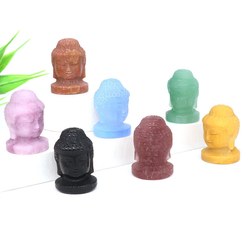 

1.2" Buddha Statue Natural Stone Reiki Healing Crystal Spiritual Belief Figurine Feng Shui Lucky Souvenir Craft Home Decor Gifts