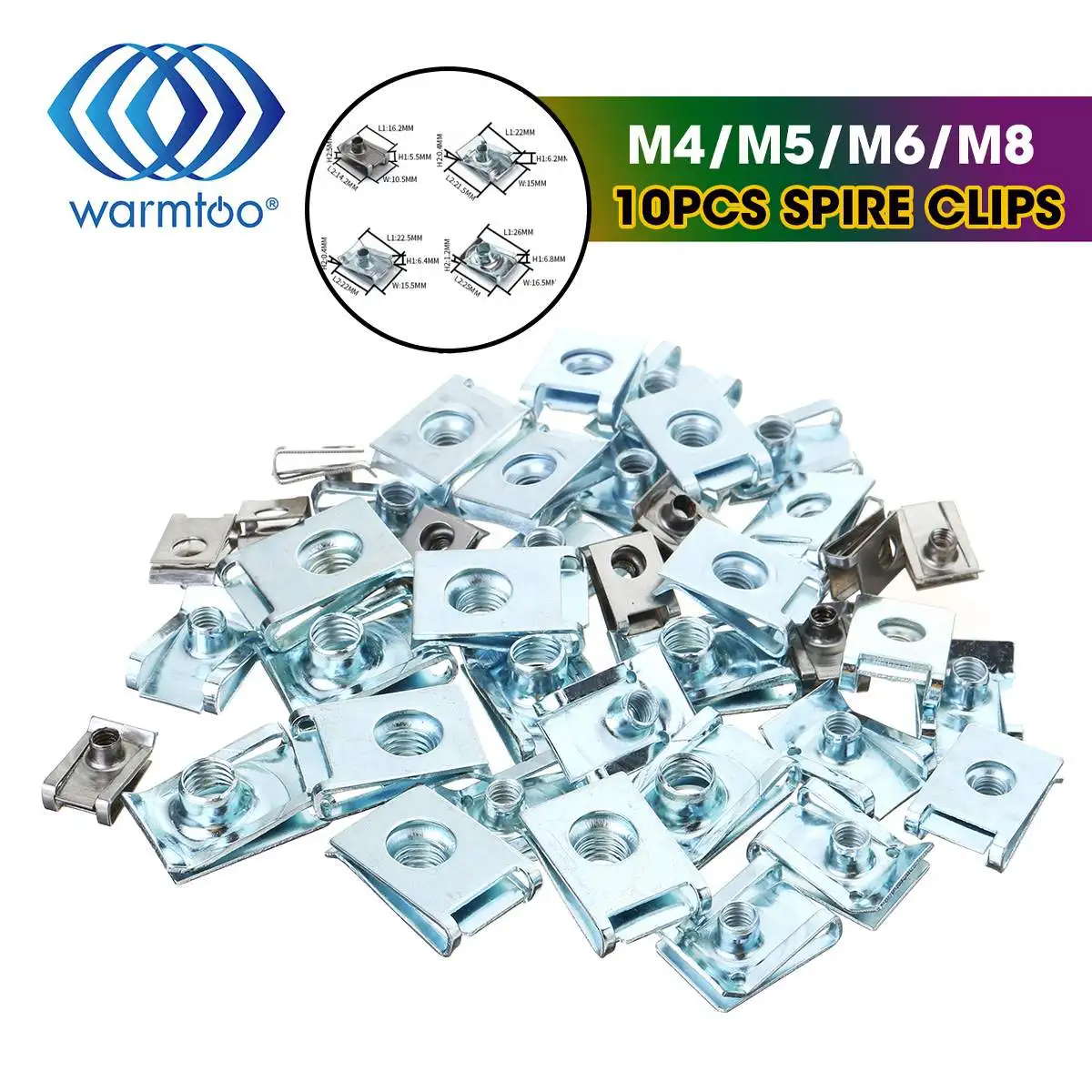 10Pcs M4/M5/M6/M8 U Nuts Speed Clip Fastener Assorted Kits 304 Stainless Steel U-shaped Clip Chimney Nut For Motorcycle Car