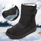 Женские нескользящие водонепроницаемые ботинки, Зимние ботильоны на толстой плюшевой подкладке, теплая обувь с хлопковой подкладкой на платформе, 2022