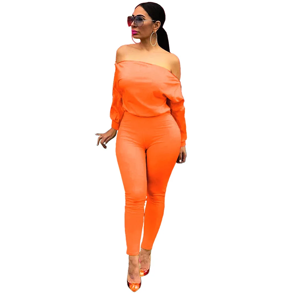 GL6193 Ladies jumpsuit fashion solid color double zipper sloping shoulder strapless neckline sexy jumpsuit women