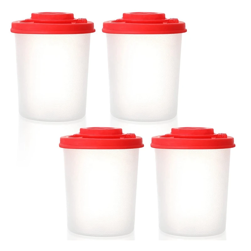 

4PCS Salt And Pepper Shakers Moisture Proof Salt Shaker With Red Covers Lids Plastic Airtight Spice Jar Dispenser