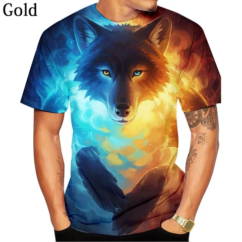 Мужская футболка из полиэстера с 3D принтом лиса