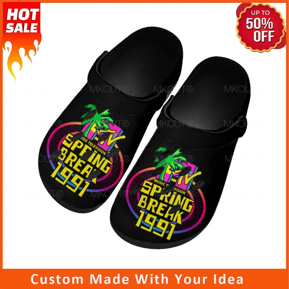 

MTV Spring Break 1991 Home Clogs Custom Water Shoes Mens Womens Teenager Shoe Garden Clog Breathable Beach Hole Slippers Black