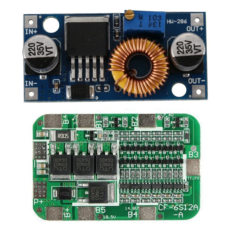 

1 шт. высокомощный 5A Xl4005e1 высокоэффективный модуль питания постоянного тока с регулируемым понижающим выходом до 2596 и 1 шт. 6S 15A Pcb Bms Prot