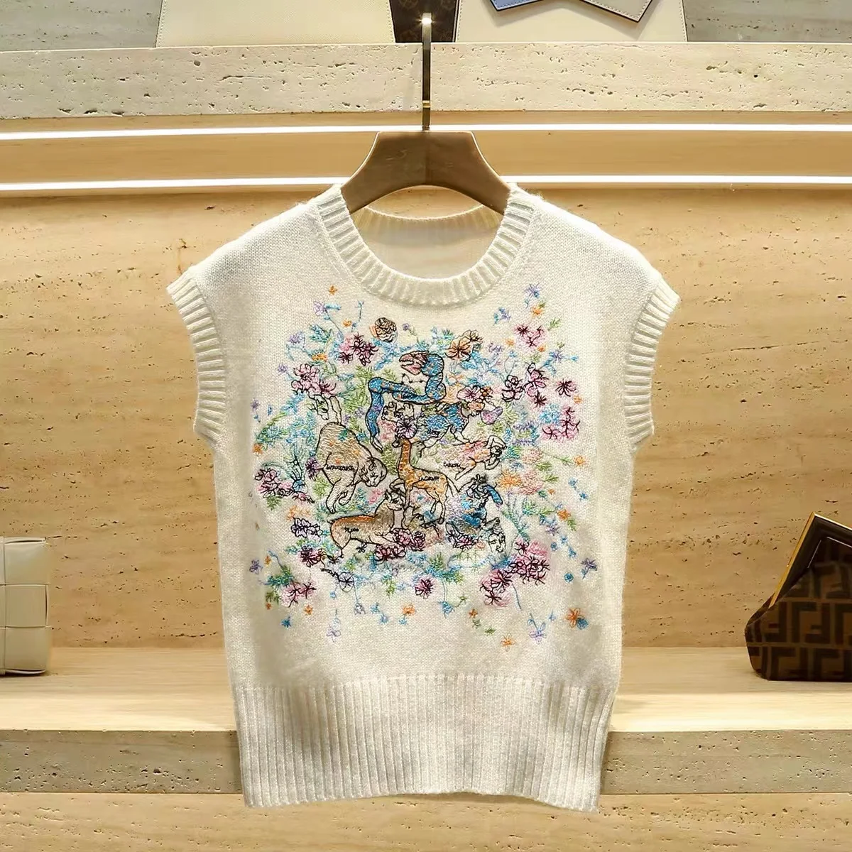 Женский вязаный свитер с вышивкой винтажный элегантный модный Дамский пуловер