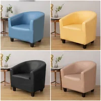 PU Leather Waterproof Tub Sofa Cover Anti-dirty Club Chair Slipcover Solid Color Couch Covers Protector Furniture Living Room