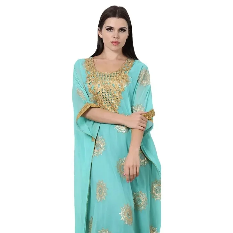 Женский длинный халат Ид Мусульманская Абая Марокко с принтом Кафтан Ислам