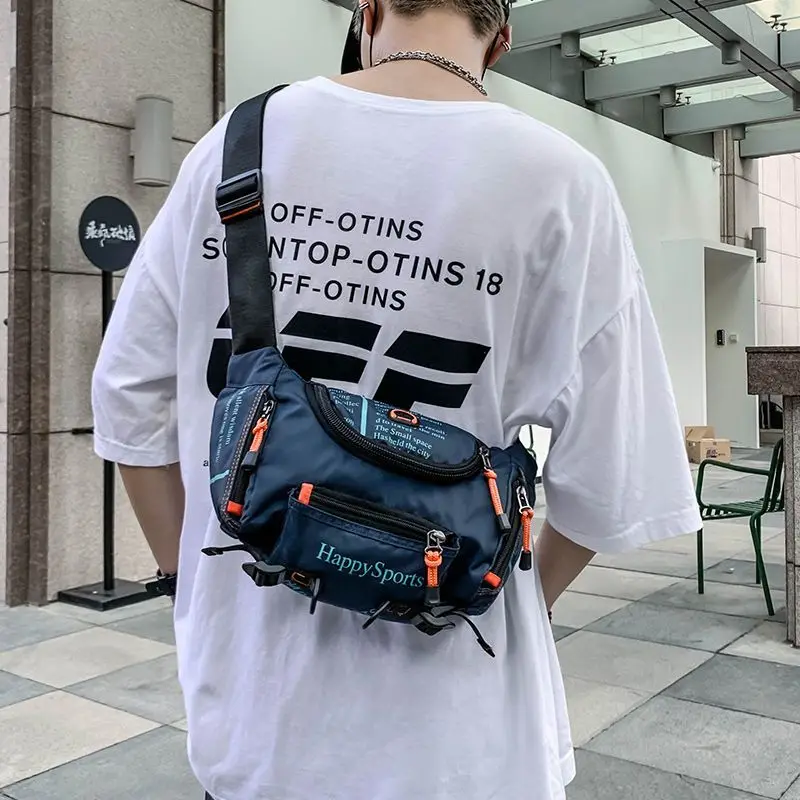 Top Waterproof Oxford Men's Tide Cool Street Waist Bag Shoulder Messenger Bag Large Capacity Travel Sling Chest Waist Bag