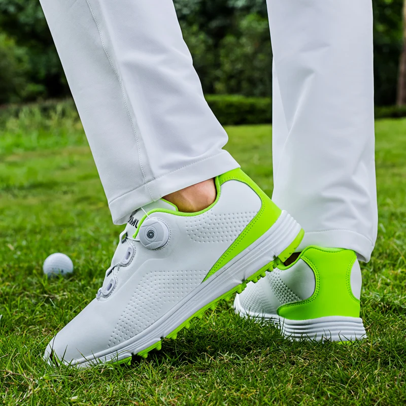 Men Genuine Leather Golf Slip on Sneakers Pro PGA Golf Shoes Men's Comfort Wider Golf Shoes Golf Club Training Shoes