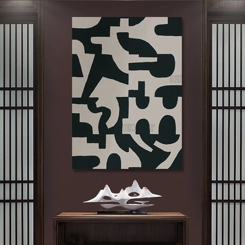 Ручная роспись абстрактный черный дизайн картина маслом большая настенная