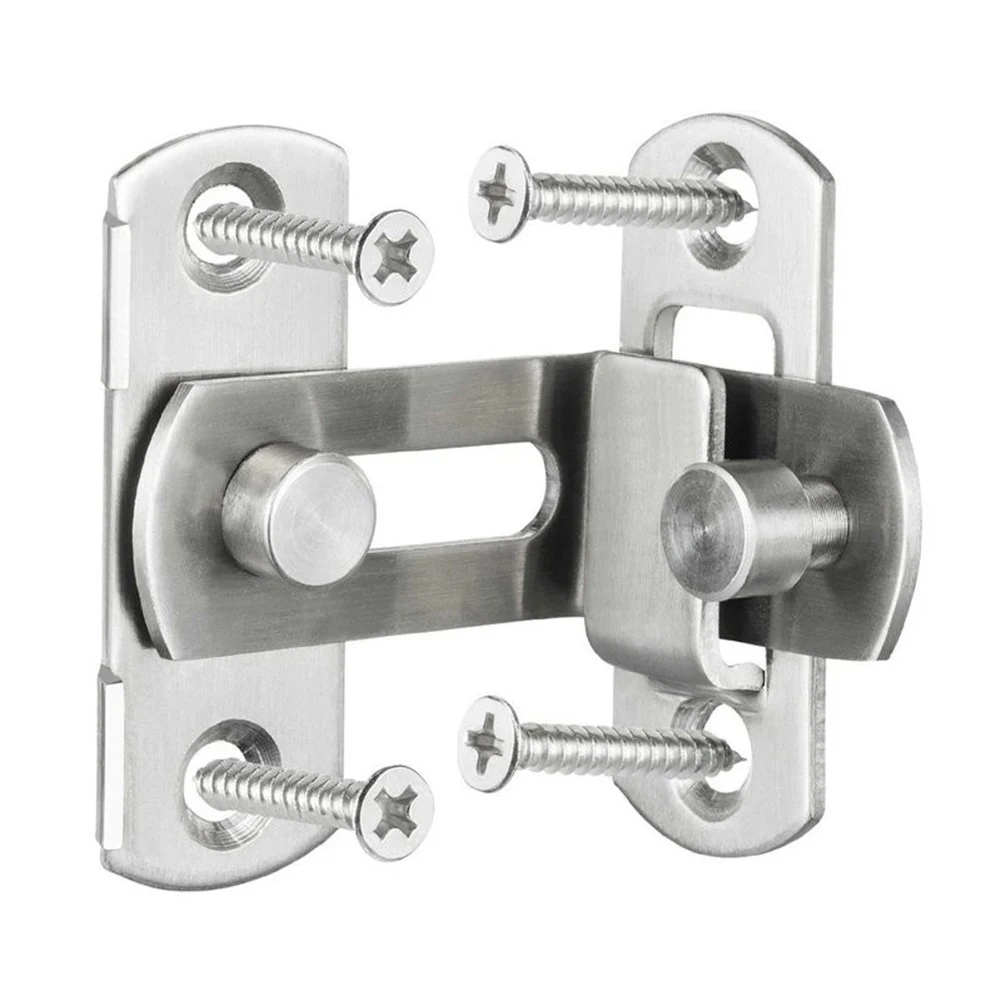 

High New Quality Durable Door Bolt Latch 90 Degree Barrel Buckle Hasp Silver Sliding Lock Stainless Steel 3 Inch