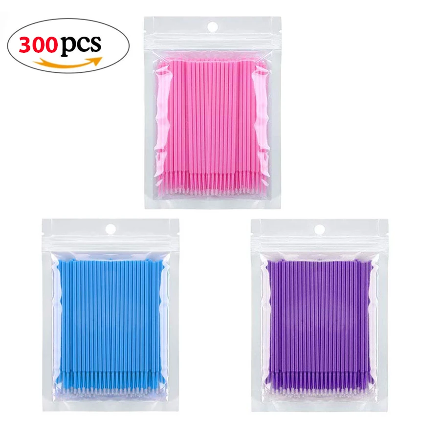 300pcs Micro Brush Disposable Eyelashes Extension Individual Lash Removing Swab Microbrush For Eyelash Extension Tool Applicator