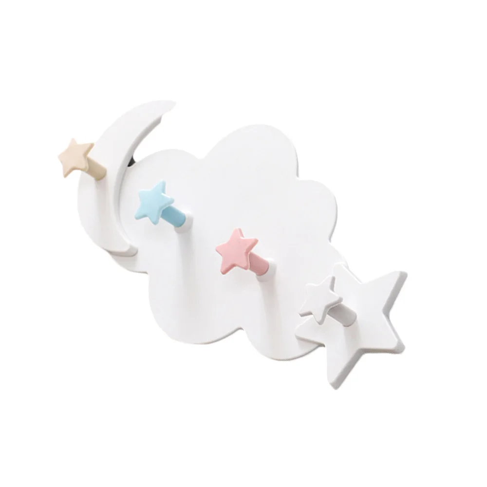 

1psc Creative Star Moon Cloud Modeling Door Back Nail Free Adhesive 4-Hook Hook Bathroom Moisture-proof Multi-purpose Hook