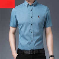 short sleeve cotton oxford soft comfortable regular fit quality summer business men casual shirts mens clothing e45