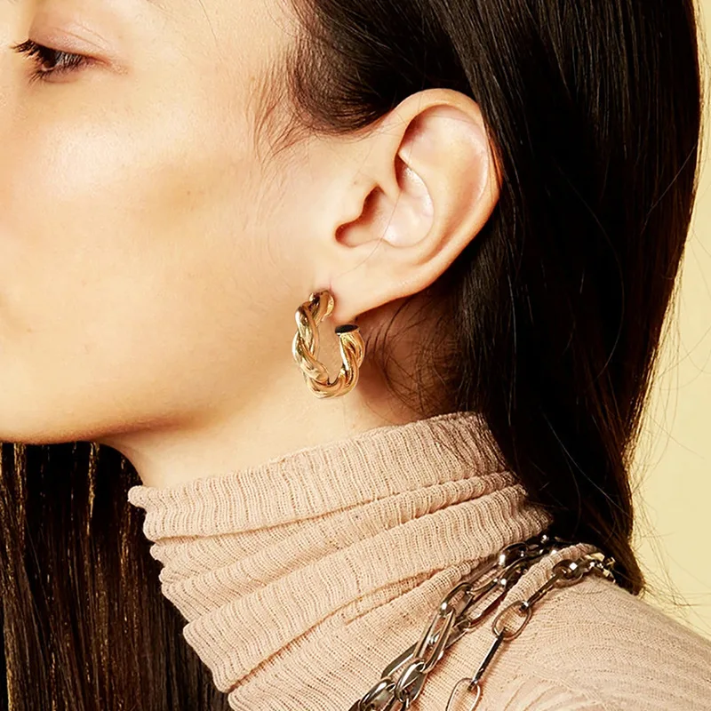 

Bugalaty Fashion Hoops Earrings Clip on Earring Ear Drops for Women Metal Ear Studs Silver 18K Gold-plated Gold Color