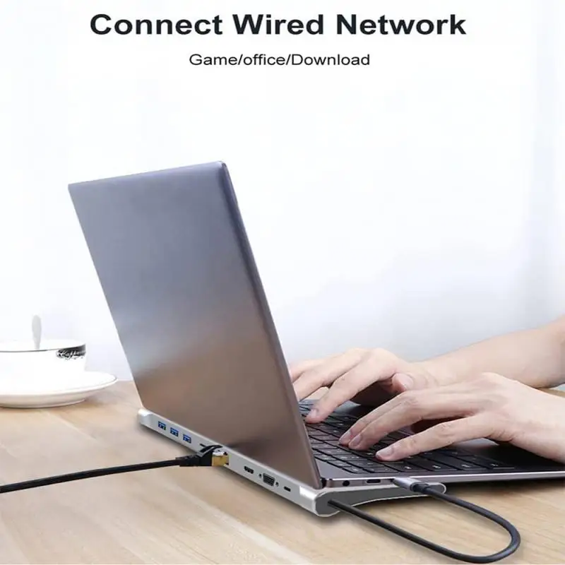 

Aluminum Usb Type C Hub Hdmi-compatible 5gbps Usb Adapter Splitter 10 In 1 Type-c Docking Station For Laptop Macbook 60w Pd 4k