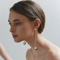 long tassel metal beads earrings long drop earrings women party jewelry gold color ball pendent earrings fashion jewelry