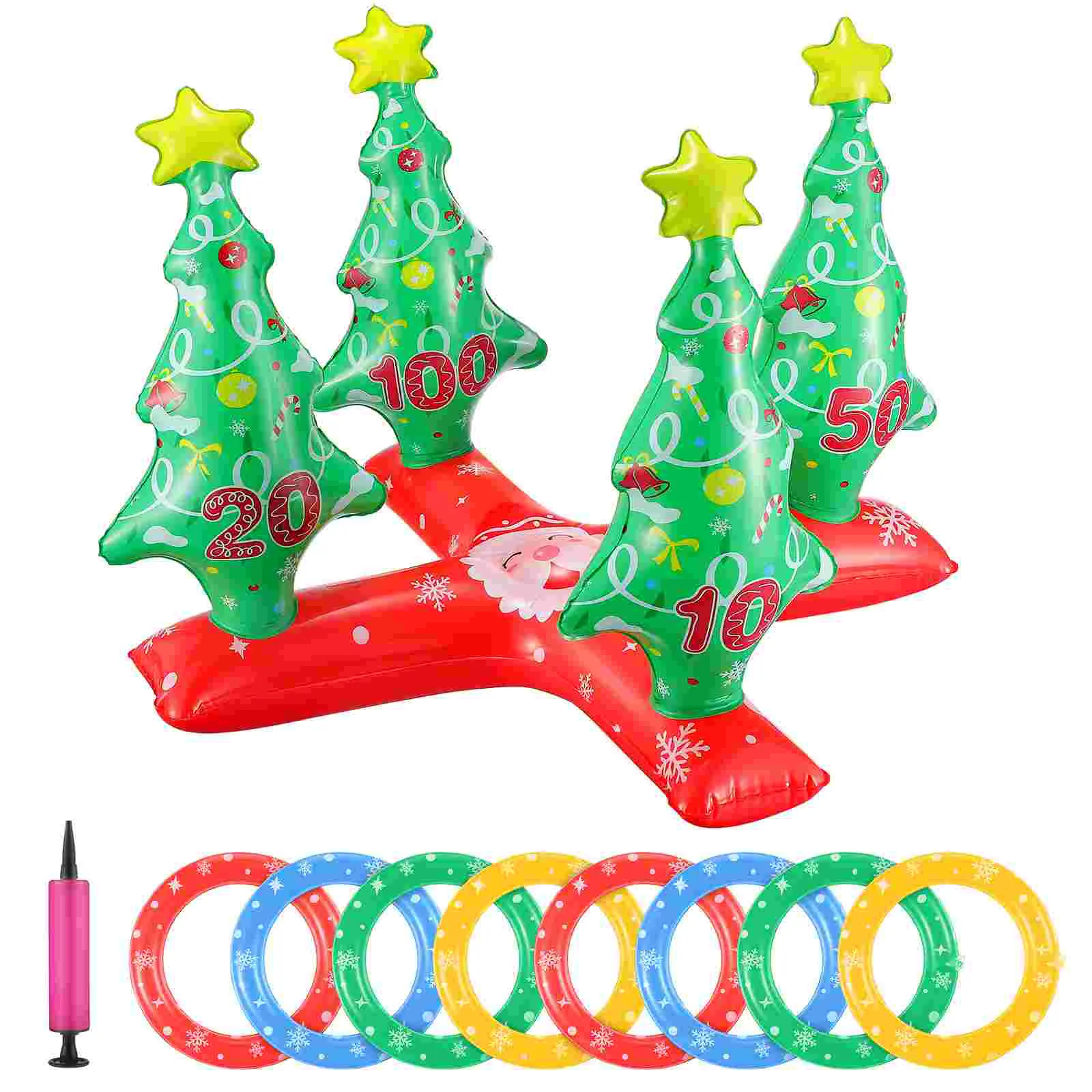 

Toss Christmas Ring Gameparty Supplies Inflatable Games Kids Outside Tree Set Rings Air Pump Throwing