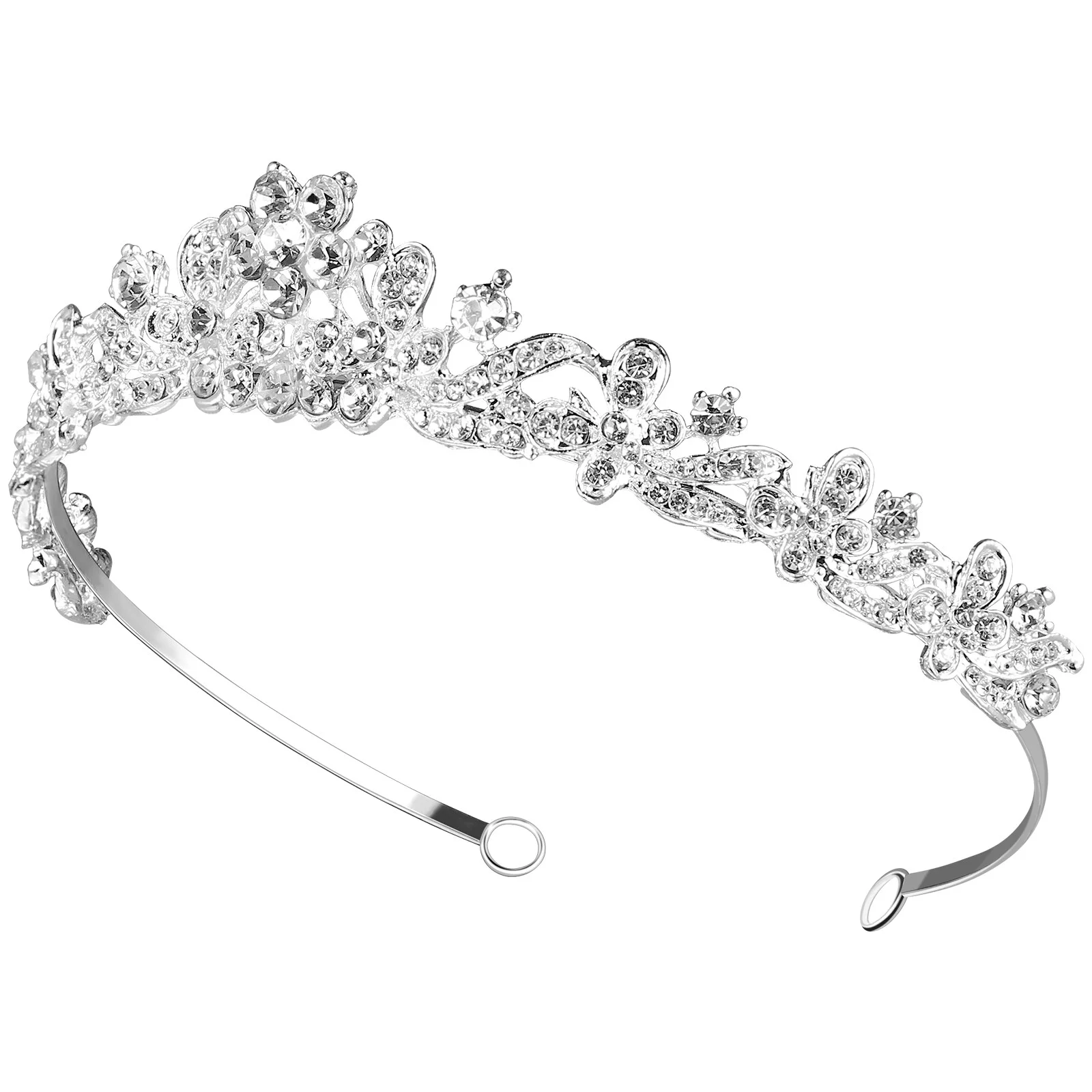

Silver Crystal Bridal Jewelry Wedding Hair Accessories For Women Headband Rhinestone Alloy Tiaras Women Bride
