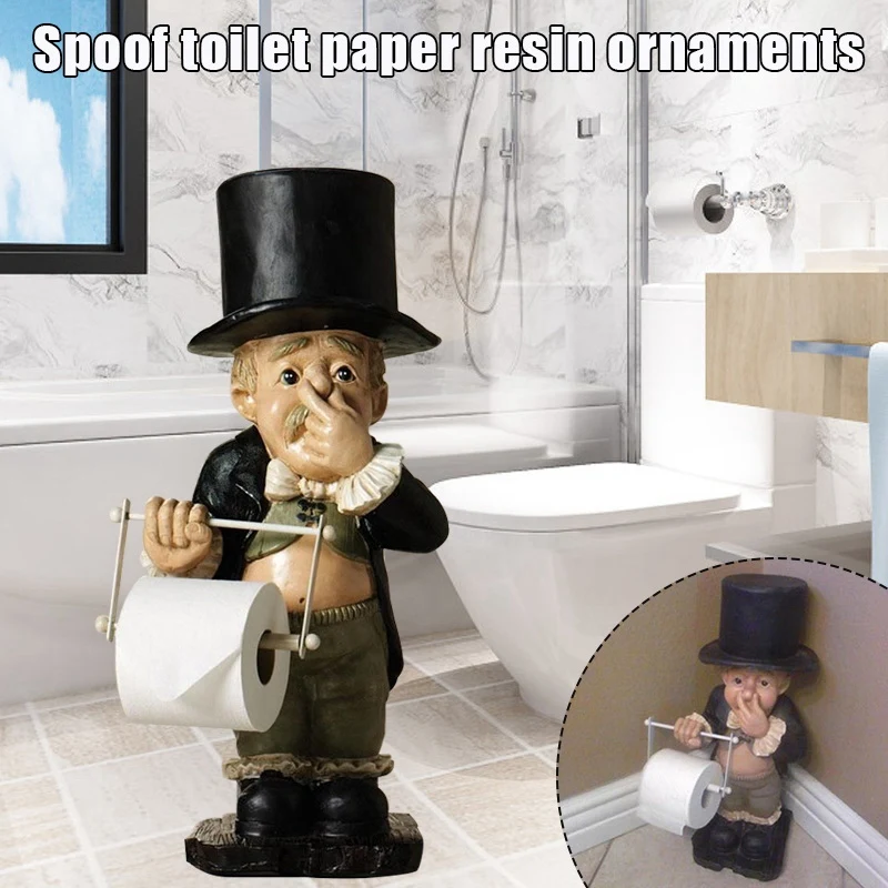 

Toilet Butler Roll Paper Holder Resin Ornament For Bathroom Super Cute Character Statues Decoration